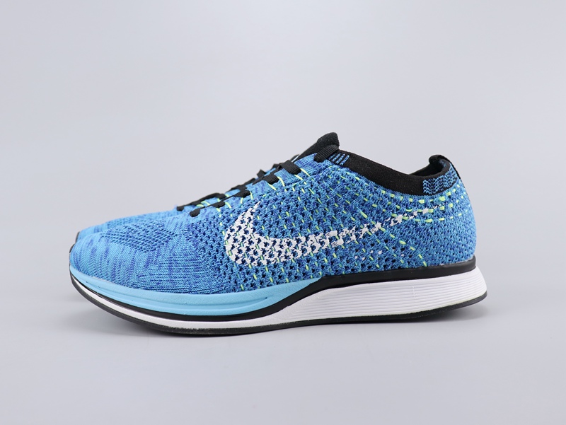 2020 Men Nike Flyknit Racer Blue White Black Shoes